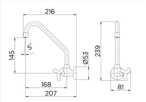 Torneira para cozinha de parede 1/2" e 3/4"  Primor - Docol
