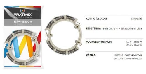 Resistência 127V 5500W  LBS0155- Pratimix