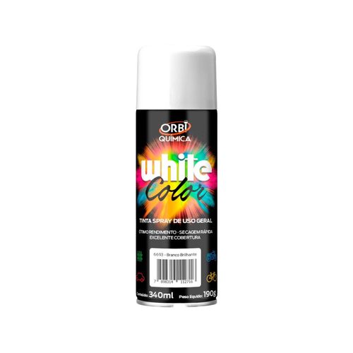 Tinta spray uso geral branco brilhante - Orbi química