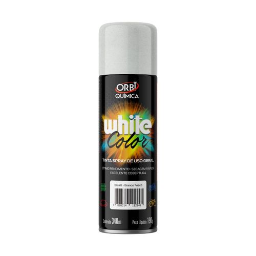 Tinta spray uso geral branco fosco - Orbi Química