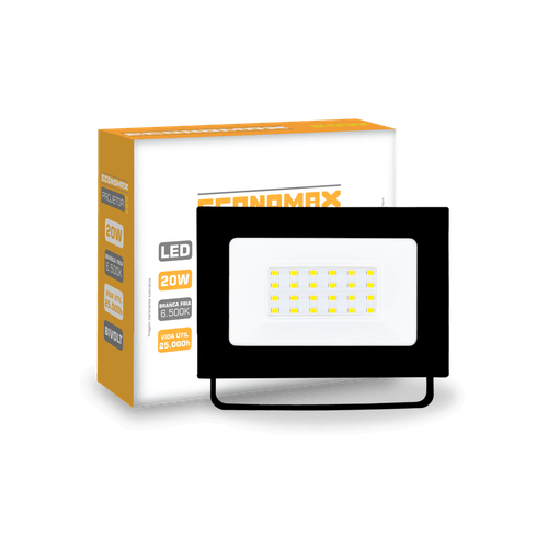 Projetor Led 20W 6.500K Branca Fria Bivolt Economax - Kian