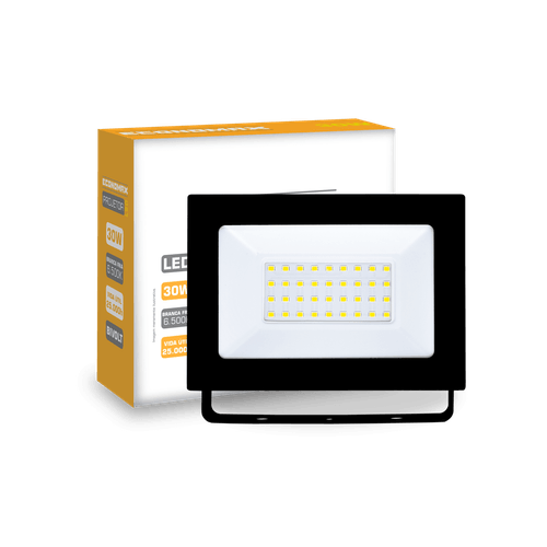 Projetor Led 30W 6.500K Branca Fria Bivolt Economax - Kian