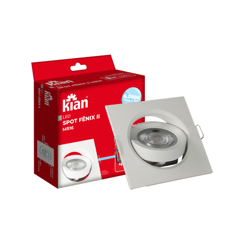 Spot Led Mr16 Quadrado 5W 6.000K Branca Fria Bivolt - Kian