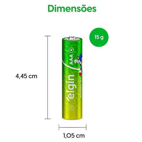 Pilha Alcalina AAA Elgin com 4 unidades palito- Elgin