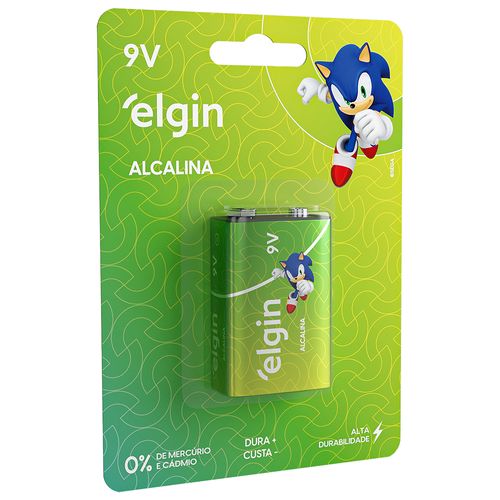 Bateria 9V Alcalina - Elgin