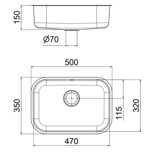 Cuba Aço Inox Alto Brilho Embutir Invicta 47x32x15 Sem Válvula - Docol
