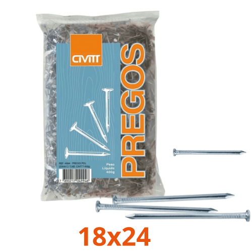 Prego 18X24 C/Cabeca Polido 400G - Civitt