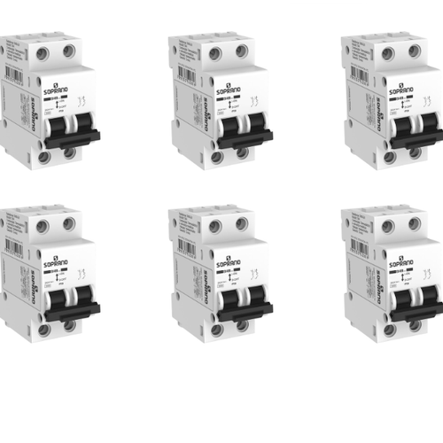 Kit com 6 Disjuntor Bipolar 70A - Soprano