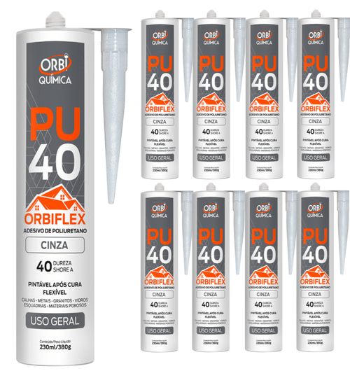 Pu 40 Selante Adesivo Silicone Orbiflex Kit C/8 Und Cinza