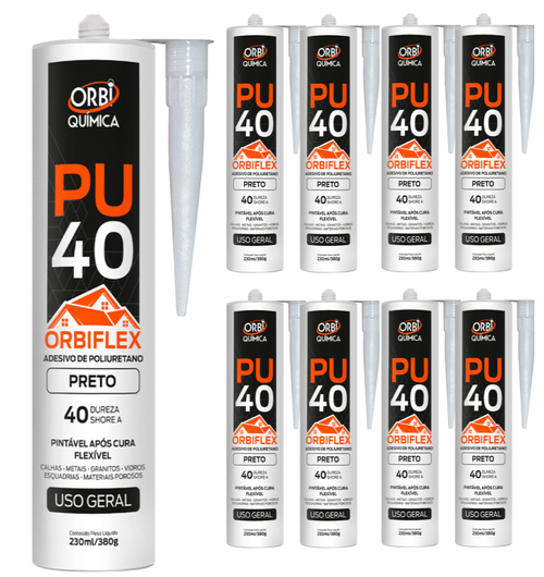 8x Pu 40 Orbiflex Selante Veda Mármore Cuba Calhas Preto