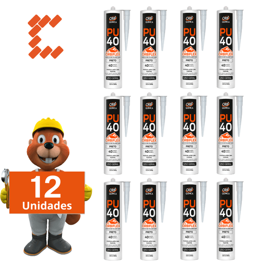 12x Pu 40 Orbiflex Selante Veda Mármore Cuba Calhas Preto