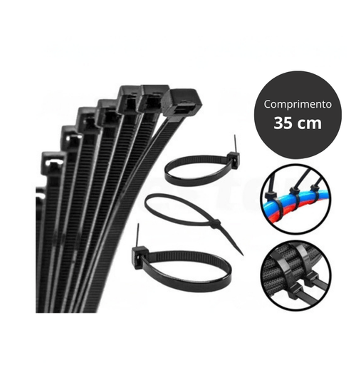 300x Abraçadeira Nylon Preta Enforca Gato 350x7,6 Fertak