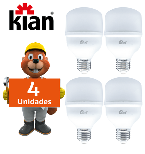 4x Lâmpada Led Globe 20w 6.500k Branco Frio E27 Bivolt Kian