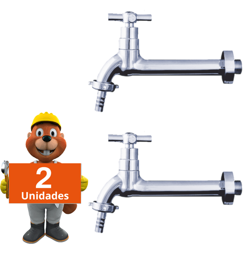 2x Torneira Pia lavanderia Abs Cromada 18Cm Cruzeta Civitt
