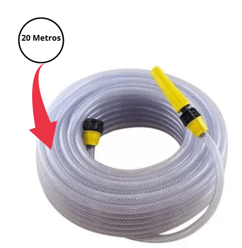 Mangueira cristal jardim flex trançada 20m esguicho e engate