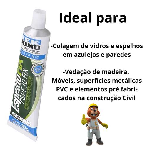 Adesivo Cola Fixa Espelhos Madeira Vidro Metal Alumínio 85g