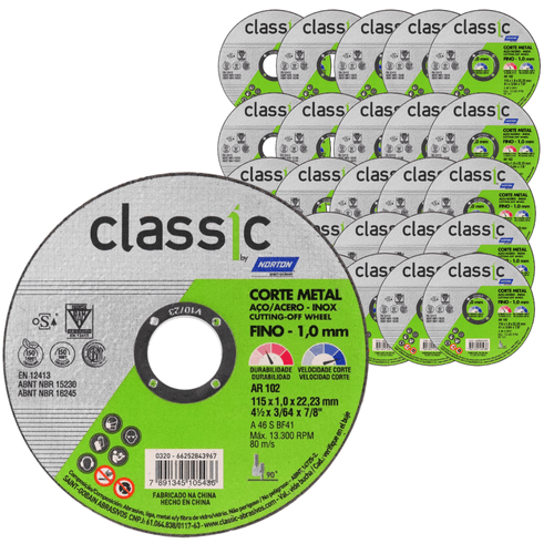 25x Discos De Corte Ar102 Classic 115x1,0x22,23mm Norton