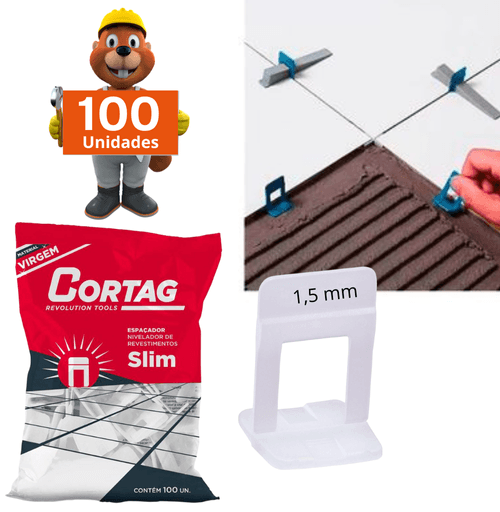 Espaçador Nivelador  Slim 1,5 mm com 100 peças Cortag