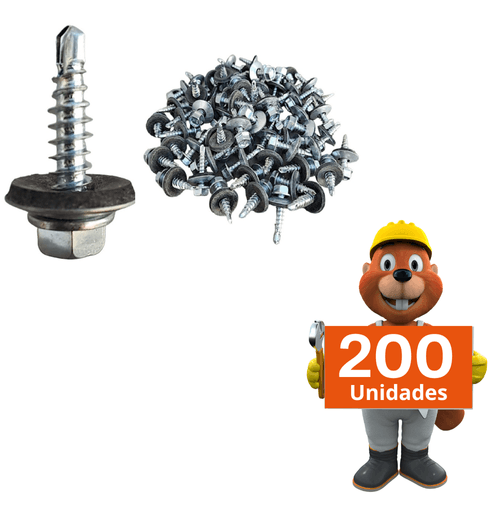 Parafuso Auto Brocante Sextavado 12x3/4 c/ arruela 200 peças