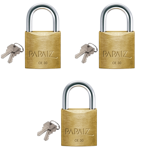 Cadeado 30mm Papaiz Cr30 Portao Janela Segurança kit 3 und