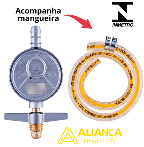 Registro regulador de gás com mangueira 1,2m 505/01 Aliança