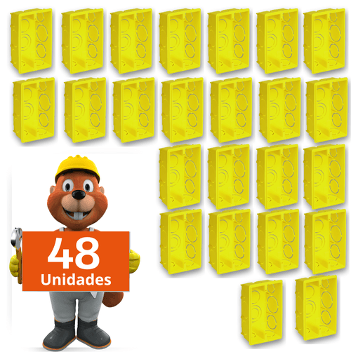 Kit com 48 Caixa Luz Krona 4x2 embutir PVC krona