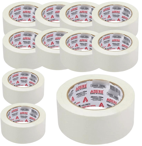 Fita Crepe Larga 48x50 Uso Geral Adere Kit com 10 unidades