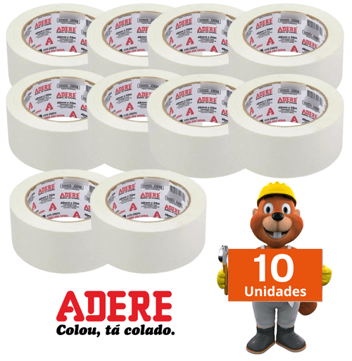 Fita Crepe Larga 48x50 Uso Geral Adere Kit com 10 unidades