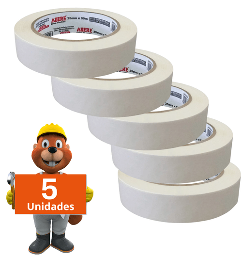Fita Crepe 24x50 Uso Geral Adere Kit com 5 unidades