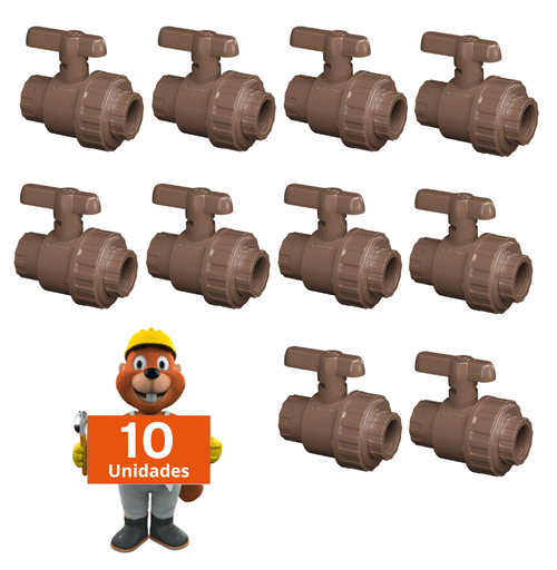 Registro Esfera união Roscavel 3/4 25mm Krona kit 10 peças