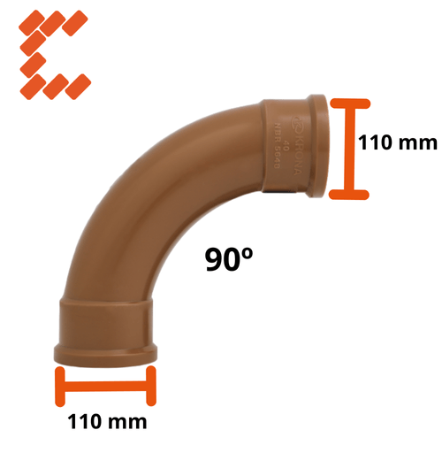 Curva para cano Soldável PVC 110 mm 90° - Krona