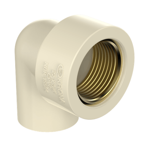 Joelho 90 graus de Transição RF CPVC Agua quente Ultraterm 28mm x 1" Krona