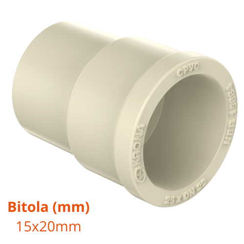 Luva de Transição F/F CPVC Agua quente Ultraterm Sold 15 x 20mm Krona