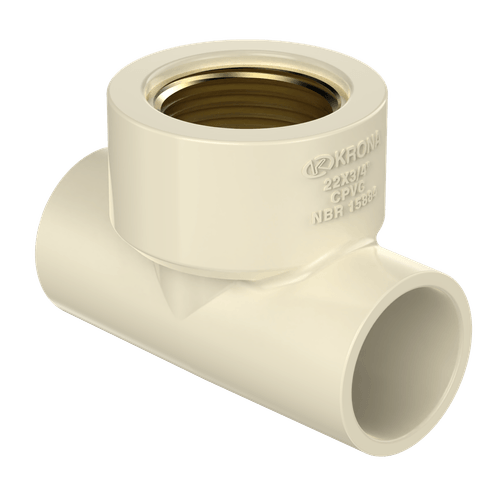 Tê de Transição CPVC Agua quente Ultraterm 22mmx 1/2" Krona