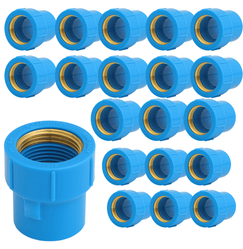 Luva Azul com bucha latão cano 25mm x 3/4 20 peças krona