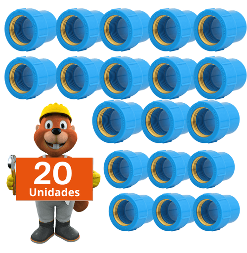 Luva Azul com bucha latão cano 25mm x 3/4 20 peças krona
