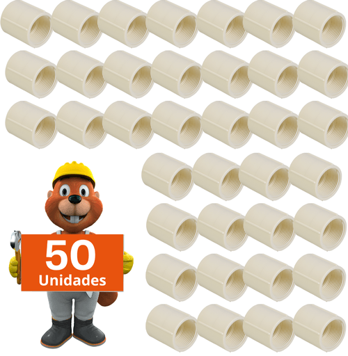 Luva com rosca 3/4 PVC branca 50 peças Krona