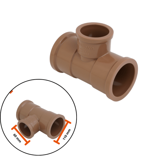Tê de Redução Soldável pvc cano 110 x 60 mm - Krona
