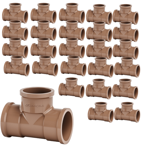 Tê Soldável conexão cano 32 mm 1" 25 peças Krona