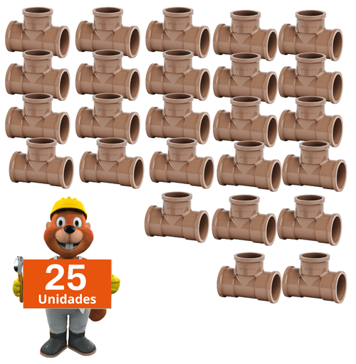 Tê Soldável conexão cano 32 mm 1" 25 peças Krona
