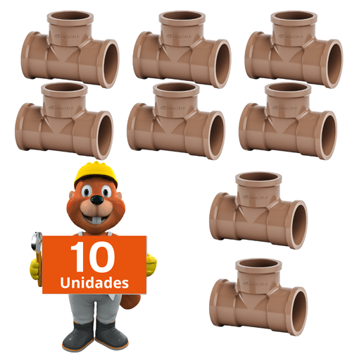 Tê Soldável conexão cano 50 mm 10 peças Krona