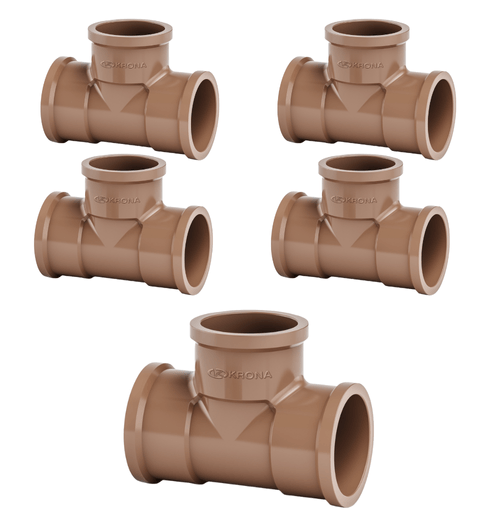 Tê Soldável conexão cano 60 mm 5 peças Krona
