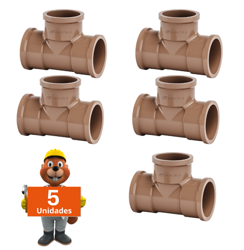 Tê Soldável conexão cano 60 mm 5 peças Krona