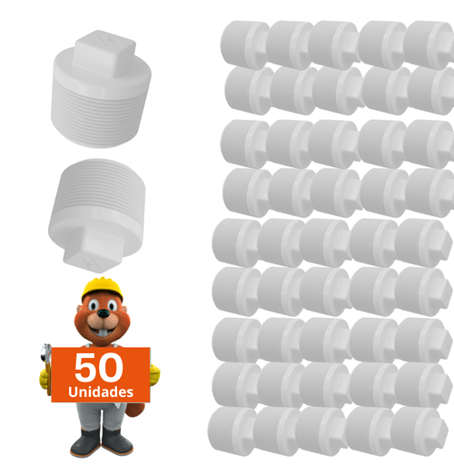 Plug tampão cano Pvc rosca 3/4 polegada 50 peças Fortlev