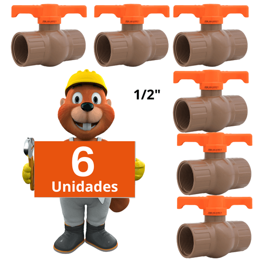 Registro Esfera Roscavel cano 1/2 20 mm Krona Kit 6 peças