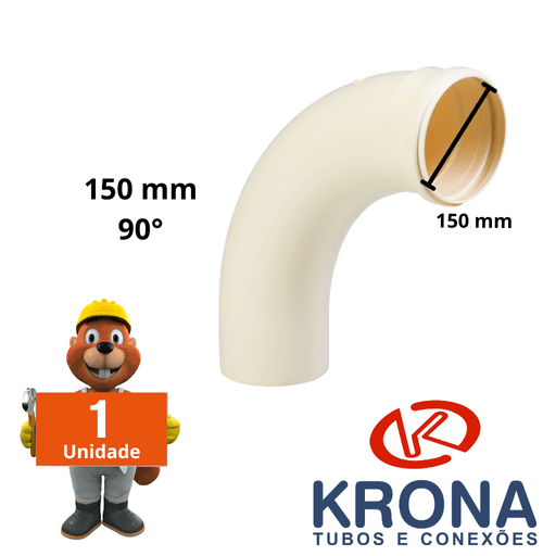 Curva Esgoto PVC 150MM 90° Longa - Krona