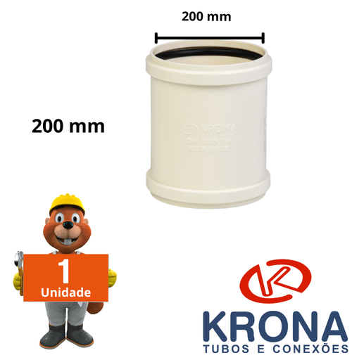Luva de correr para Esgoto PVC 200mm Krona