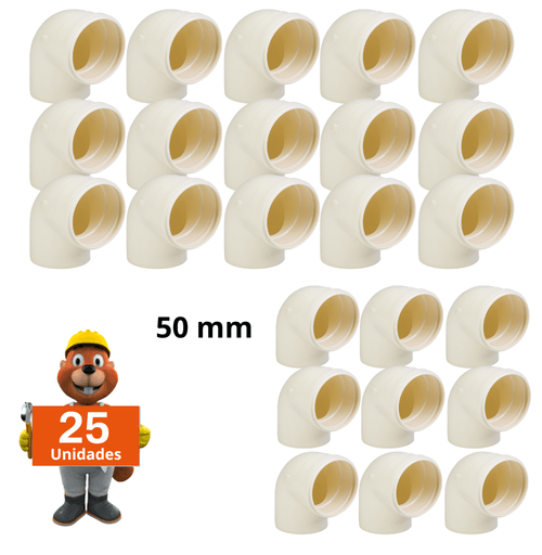 Joelho pvc Esgoto Cano 50mm kit 25 peças Krona