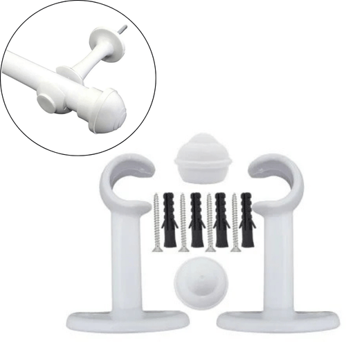 Suporte para varão de cortina 19mm branco kit completo