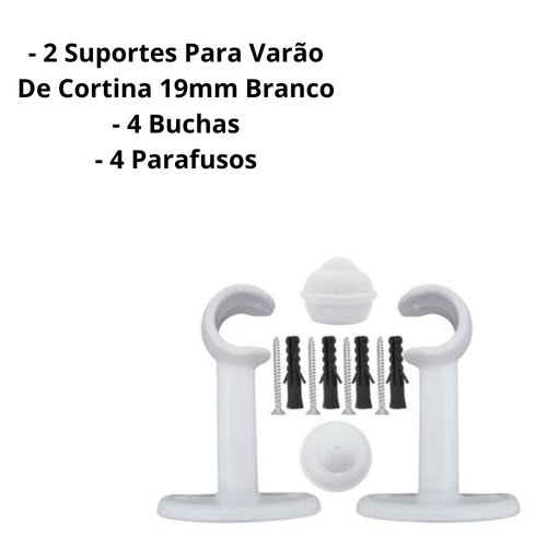 Suporte para varão de cortina 19mm branco kit completo